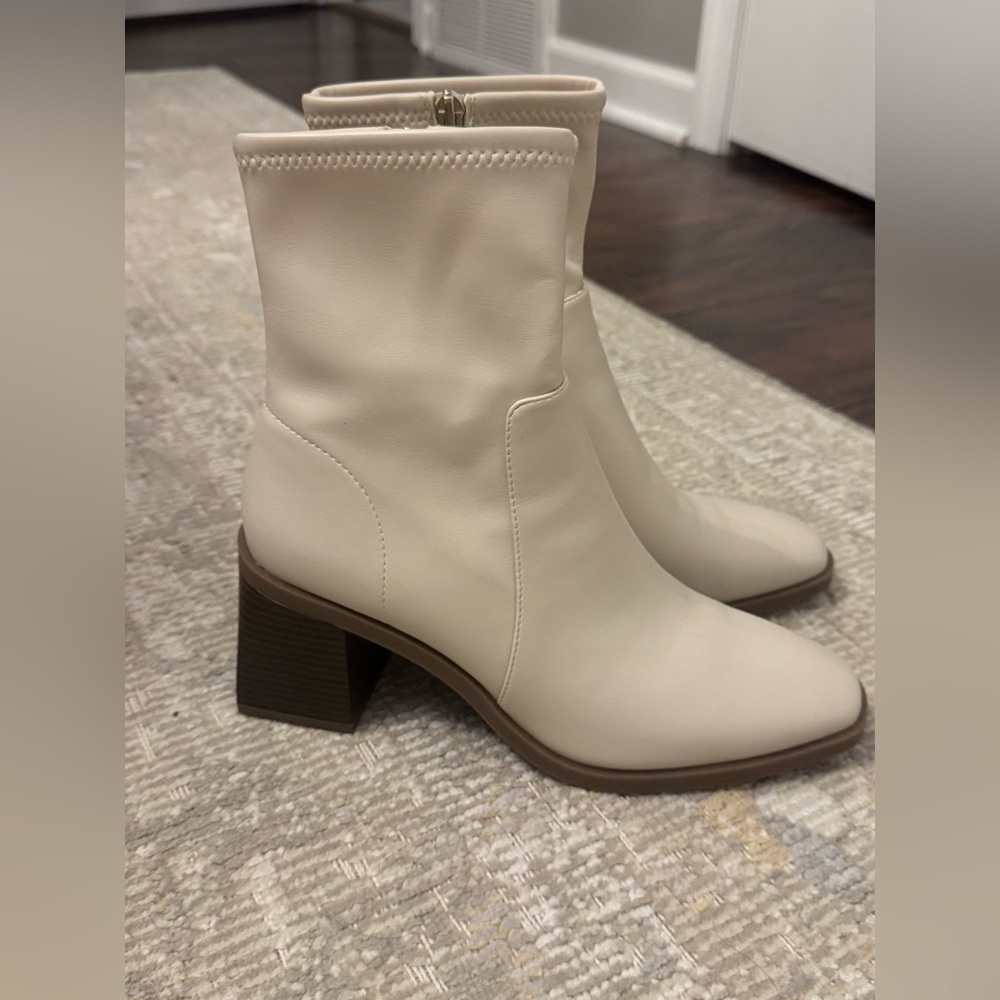 Anne Klein Cream Ankle Booties